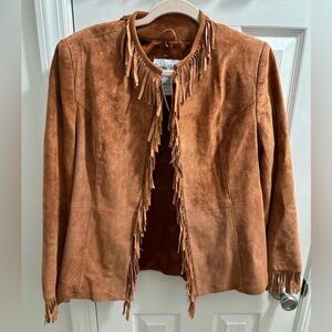Pamela McCoy Tan Suede Fringe Blazer